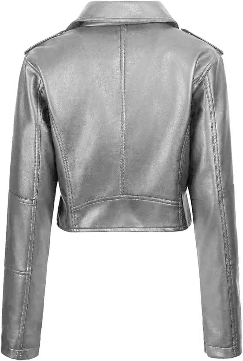 Women's Belted Faux Leather Moto Jacket Spring Fall Clothes Trendy Motorcycle Biker Coat Fashion PU Jacket Coats