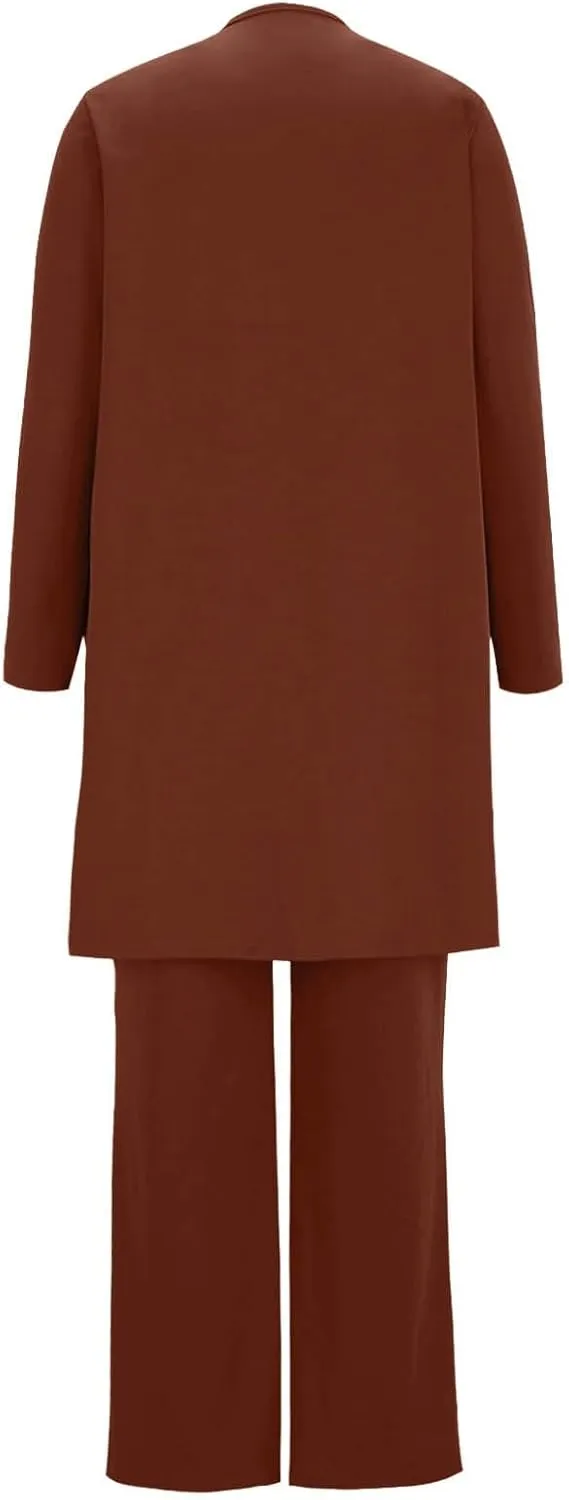 Womens Casual Outfits 3 Piece Sets Sleeveless Tank Tops and Wide Leg Pants Suit with Open Front Jacket Cardigan