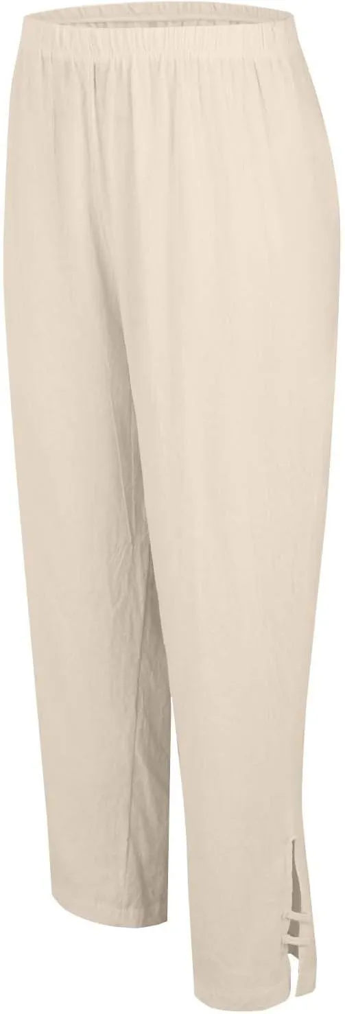 Women's Cotton Linen Summer Palazzo Pants Summer Drawstring Cotton and Linen Split High Waist Comfy White Gauze