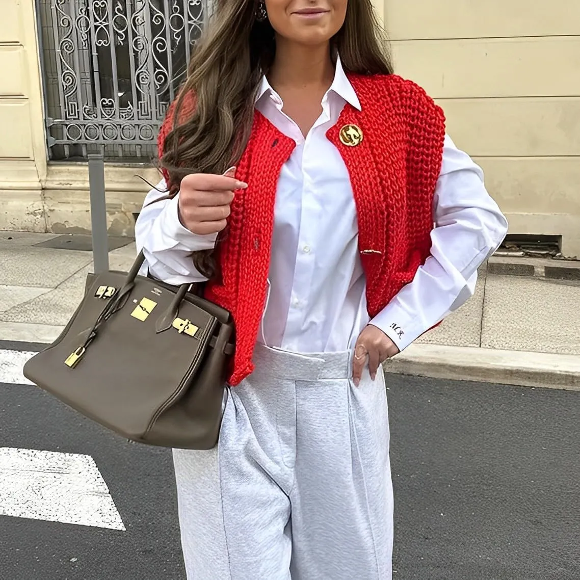Womens Crochet Chunky Knit Top Sleeveless Button Down Crop Tops Trendy Cardigan Sweater Vest for Women with Pockets
