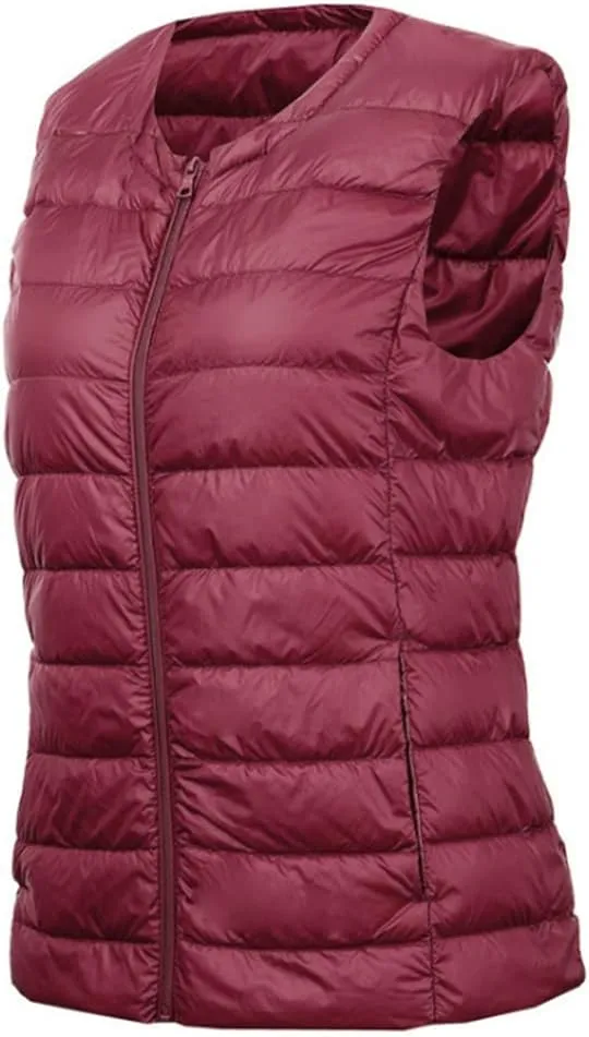 Women's Down Vest Jacket Autumn and Winter Ultralight White Duck Down Vest Ladies Sleeveless Vest Down Jacket