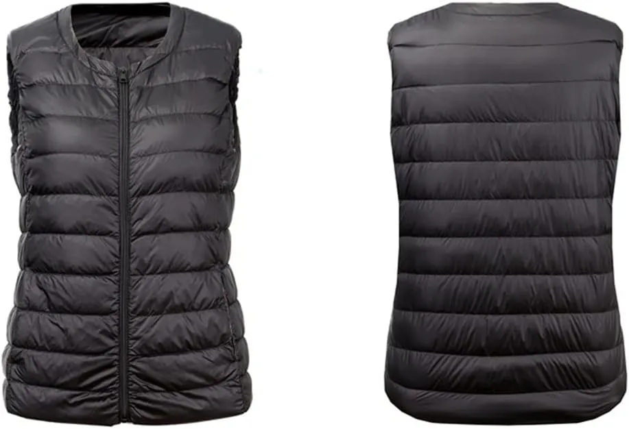 Women's Down Vest Jacket Autumn and Winter Ultralight White Duck Down Vest Ladies Sleeveless Vest Down Jacket