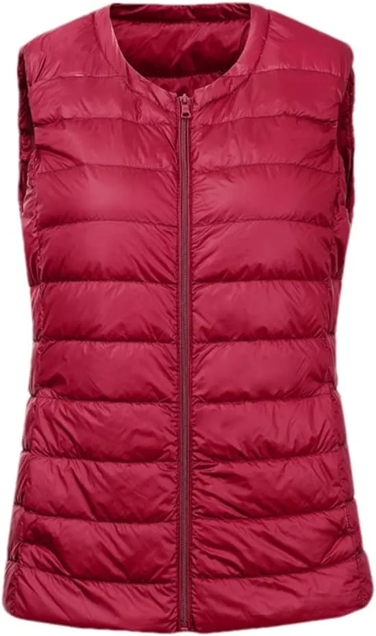 Women's Down Vest Jacket Autumn and Winter Ultralight White Duck Down Vest Ladies Sleeveless Vest Down Jacket