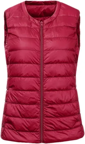 Women's Down Vest Jacket Autumn and Winter Ultralight White Duck Down Vest Ladies Sleeveless Vest Down Jacket