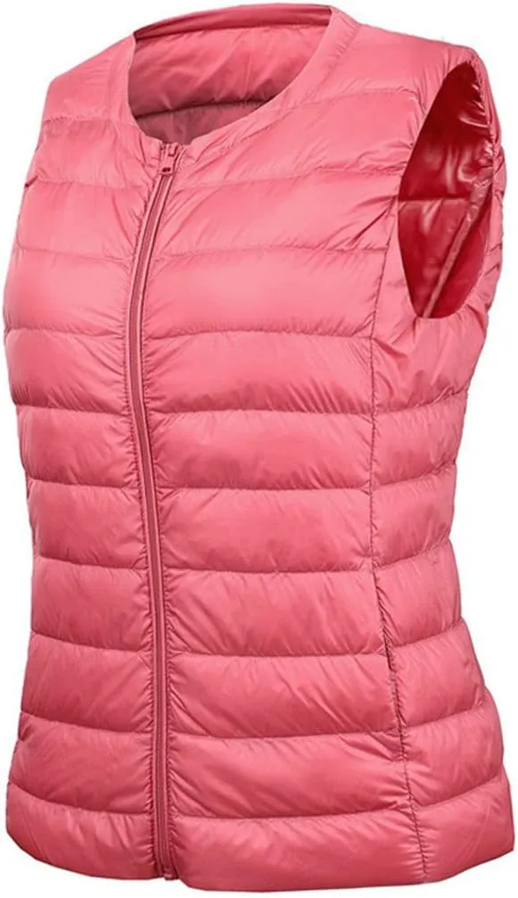 Women's Down Vest Jacket Autumn and Winter Ultralight White Duck Down Vest Ladies Sleeveless Vest Down Jacket