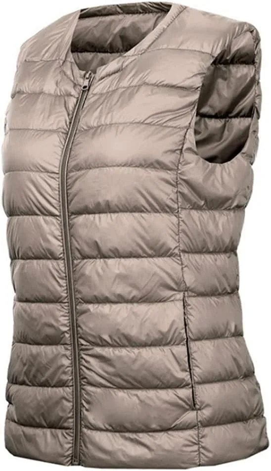 Women's Down Vest Jacket Autumn and Winter Ultralight White Duck Down Vest Ladies Sleeveless Vest Down Jacket