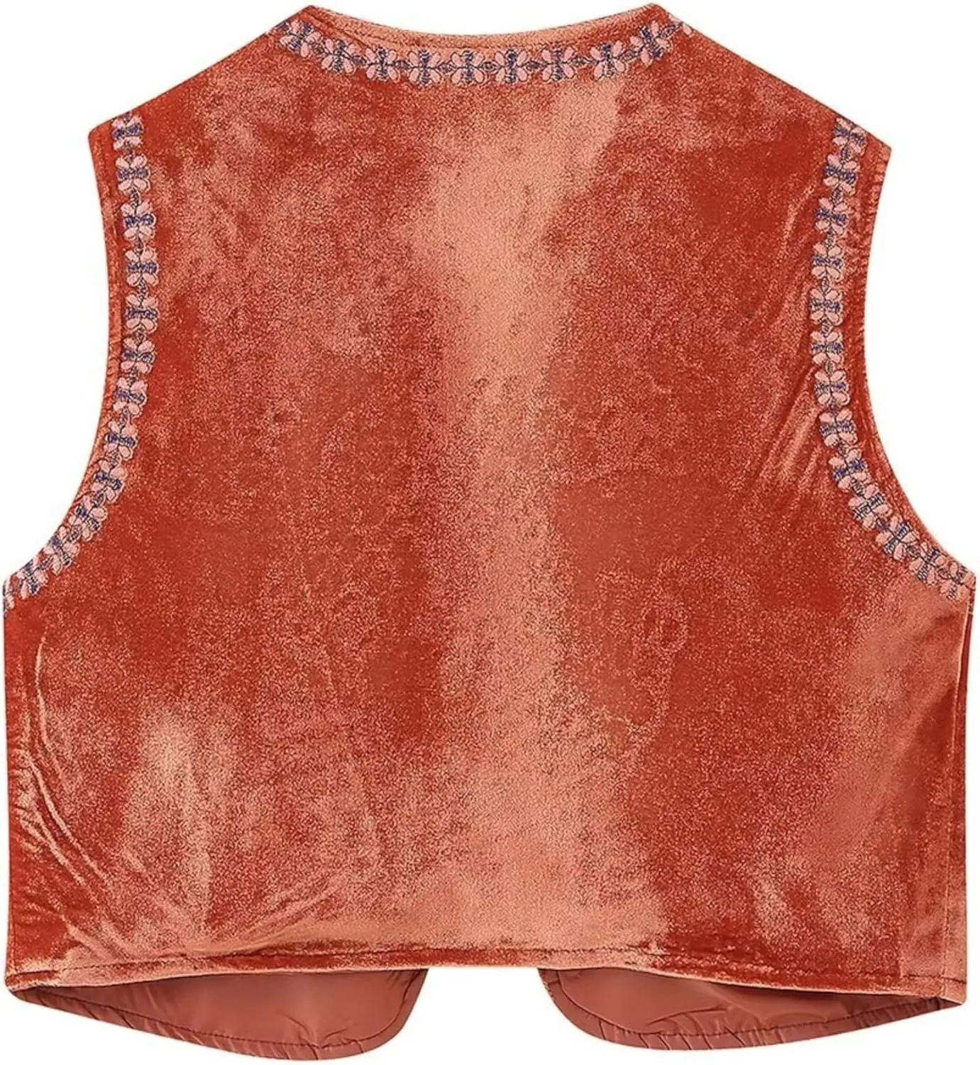 Women's Floral Embroidered Vest Boho Vintage Sleeveless Open Front Crop Cardigan Waistcoat