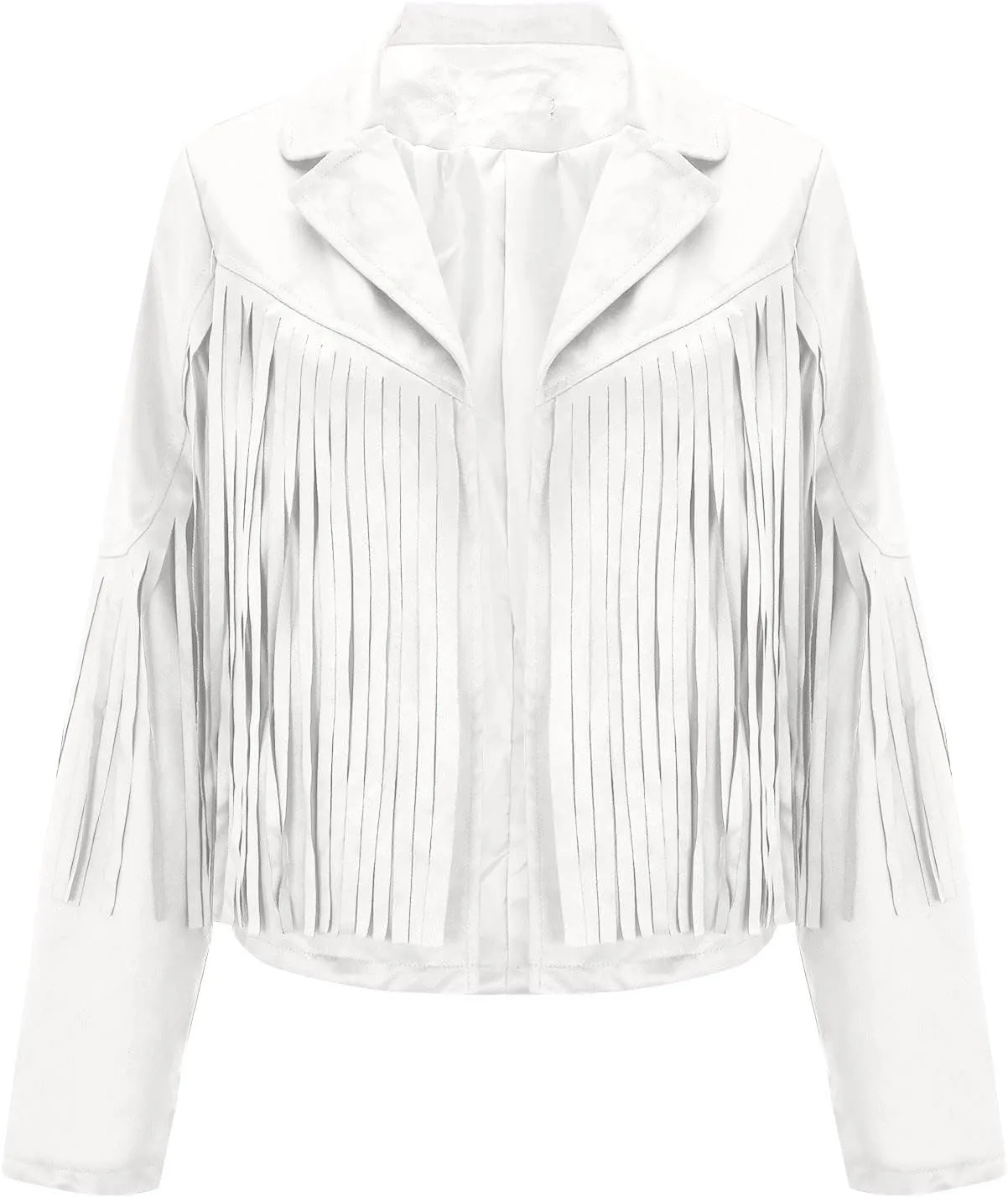 Womens Fringe Faux Suede Leather Jackets Fashion Tassel Motorcycle Cropped Coats Hippie Boyfriend Outwear Moto Coat