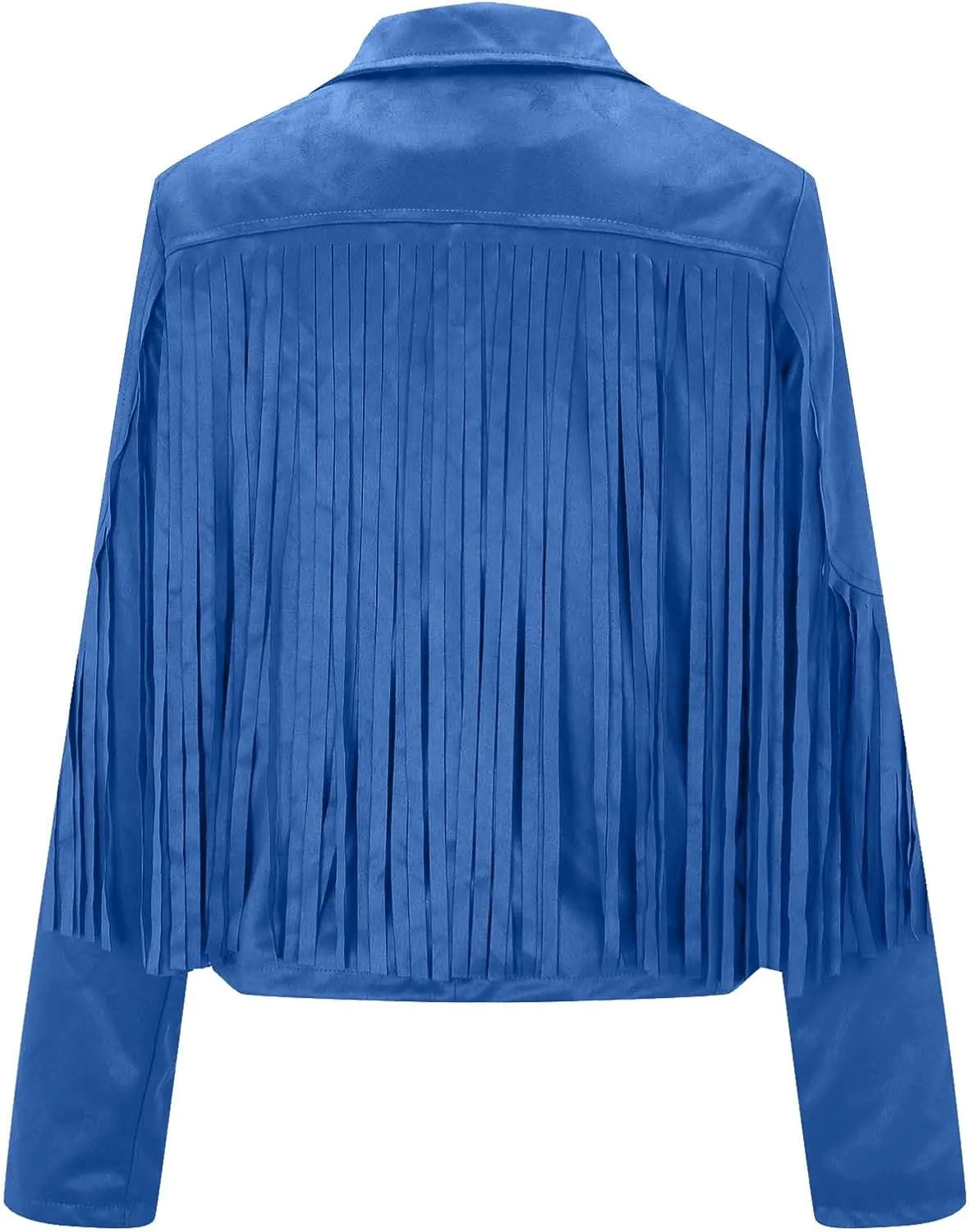 Women's Fringe Faux Suede Leather Jackets Open Front Fashion Tassel Cropped Coat Western Cowboy Jacket Hippie Clothes