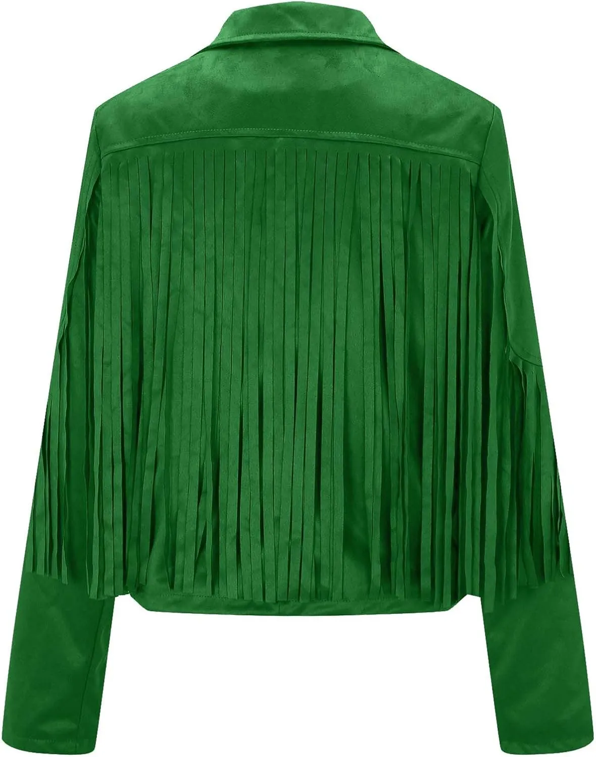 Women's Fringe Faux Suede Leather Jackets Open Front Fashion Tassel Cropped Coat Western Cowboy Jacket Hippie Clothes