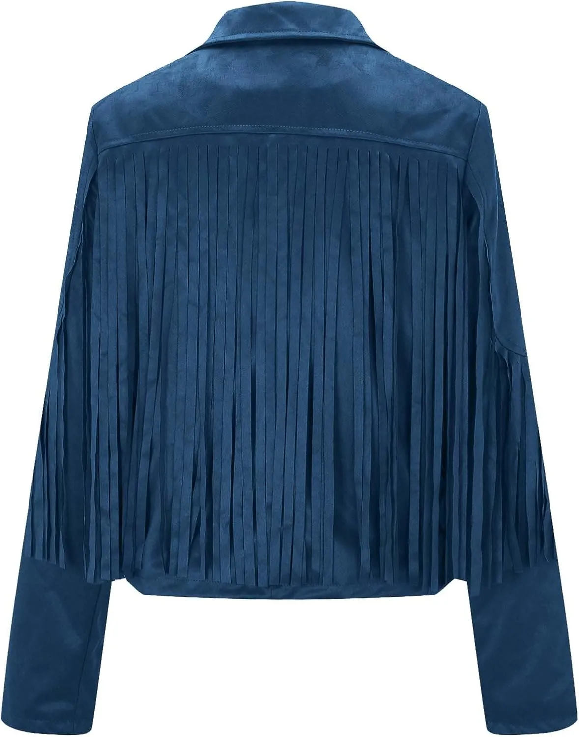 Women's Fringe Faux Suede Leather Jackets Open Front Fashion Tassel Cropped Coat Western Cowboy Jacket Hippie Clothes