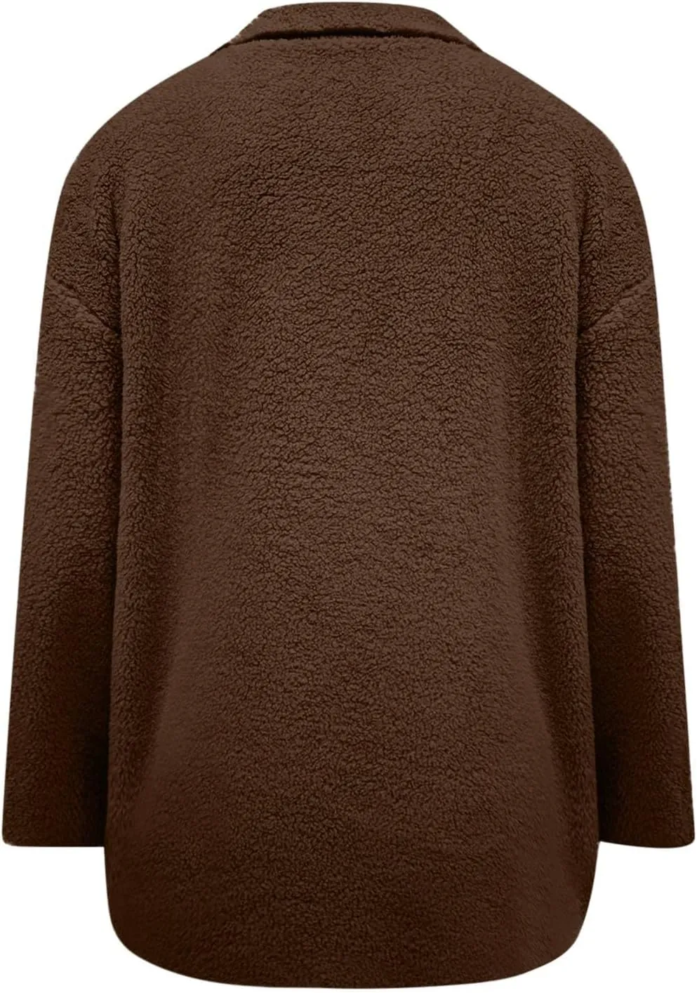 Womens Fuzzy Fleece Trench Coat Plush Sherpa Jacket Collared Button Down Sweater With Pockets Fall Fashion Outerwear
