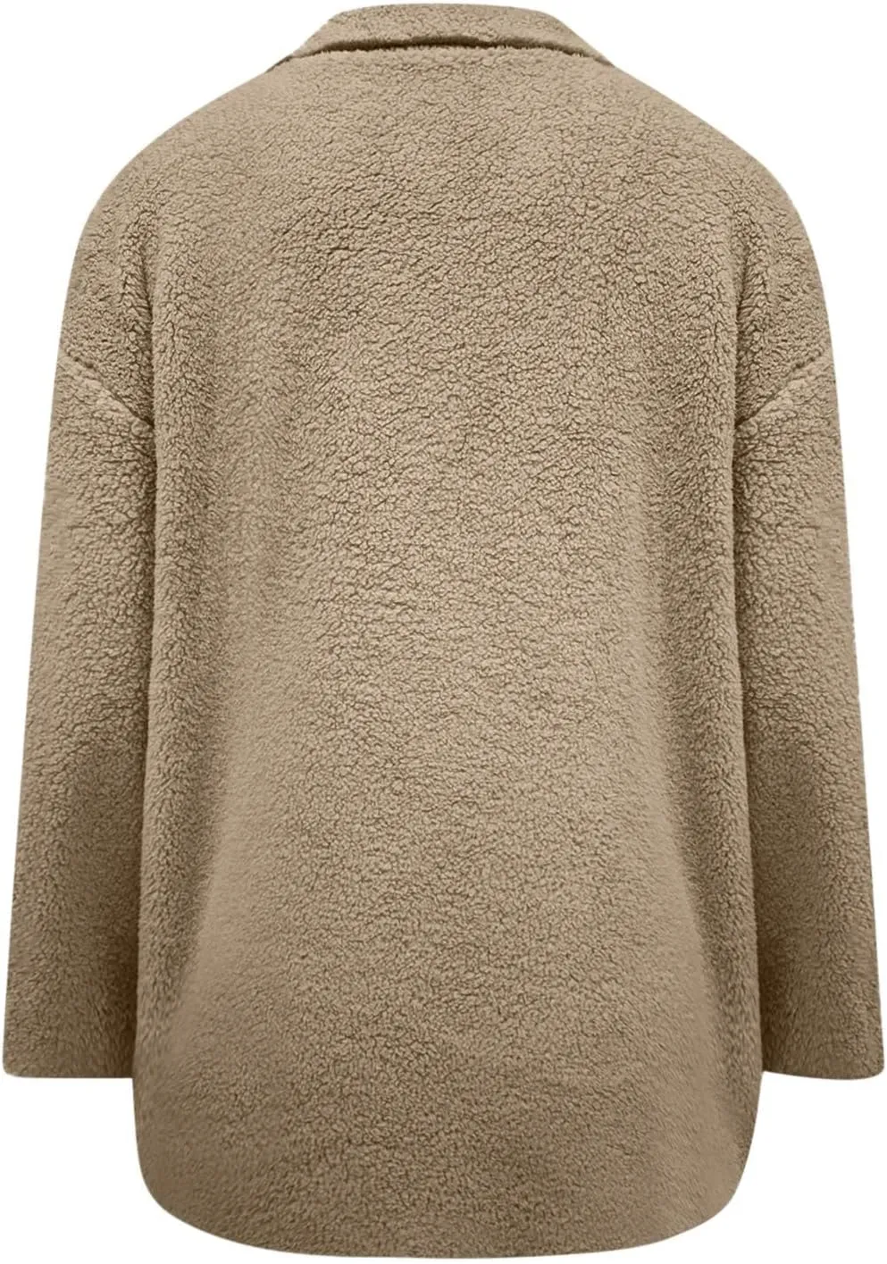 Womens Fuzzy Fleece Trench Coat Plush Sherpa Jacket Collared Button Down Sweater With Pockets Fall Fashion Outerwear