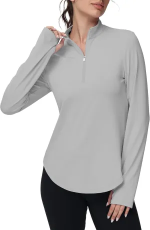 Women's Golf Polo Long Sleeve Workout Tops V Neck UPF 50  Sun Protection Quick Dry Lightweight Active Tennis Shirts