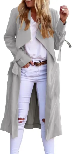 Women's Long Sleeve Open Front Casual Jackets Trendy Lapel Collar Lightweight Blazer