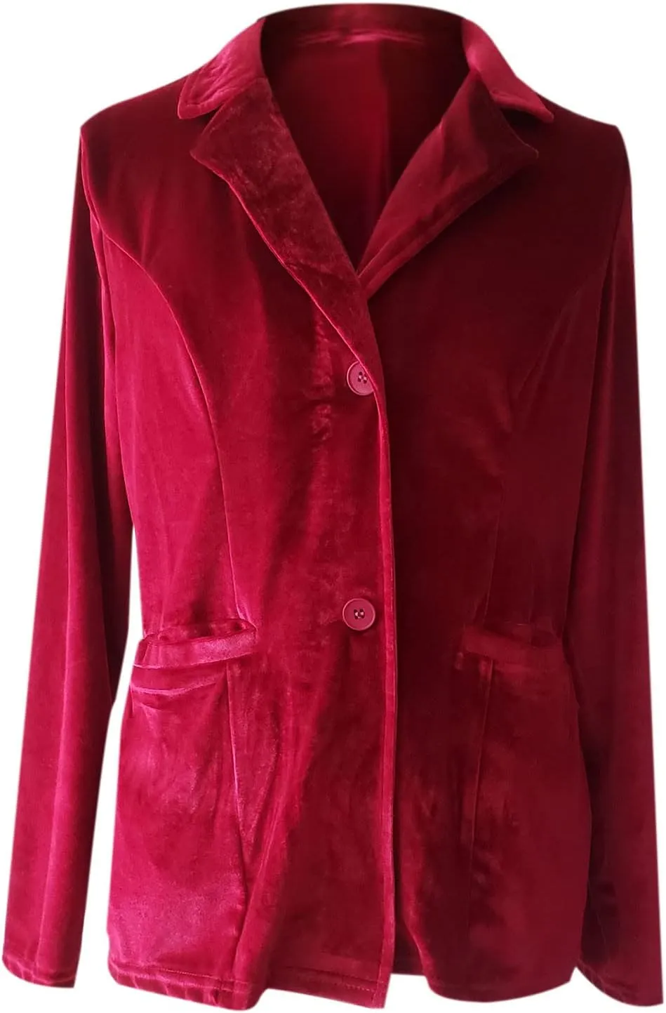 Women's Long Sleeve Velvet Jacket Vintage Blazer Suit Open Front Cardigan Trench Coat with Pockets Outerwear