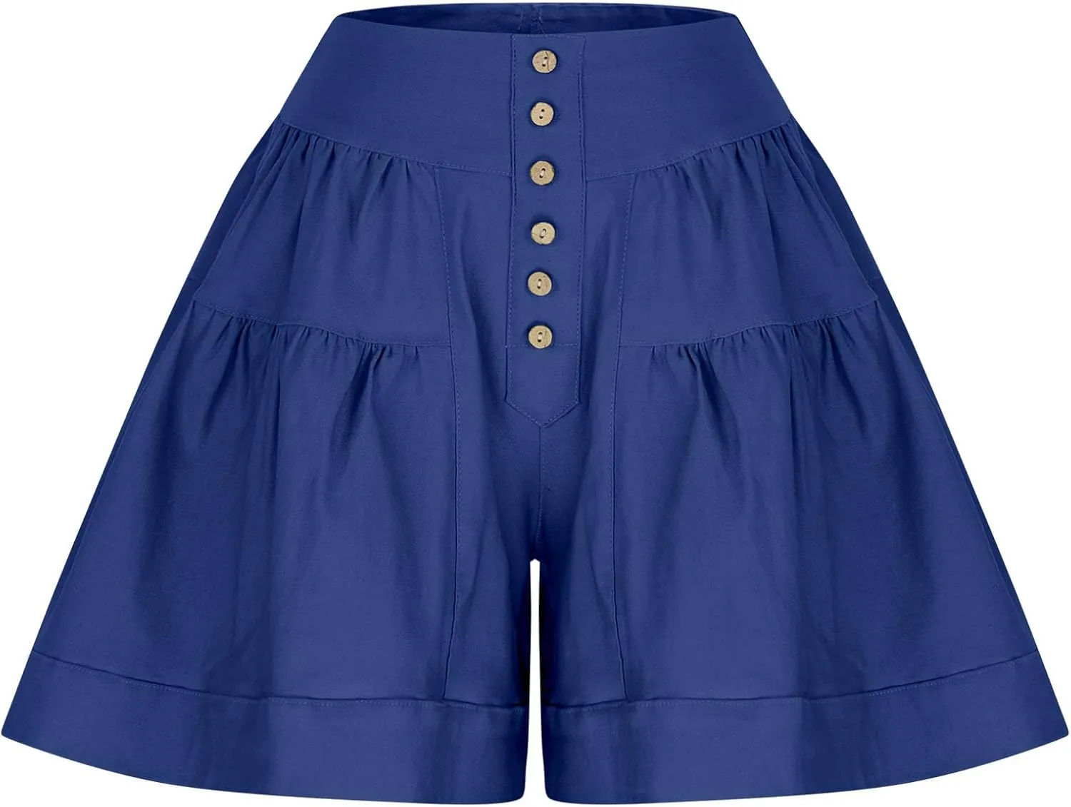 Women's Shorts Summer Baggy High Waisted Flowy Wide Leg Buttons Pleated Casual Denim Shorts 2025 Fashion Pleated Skorts