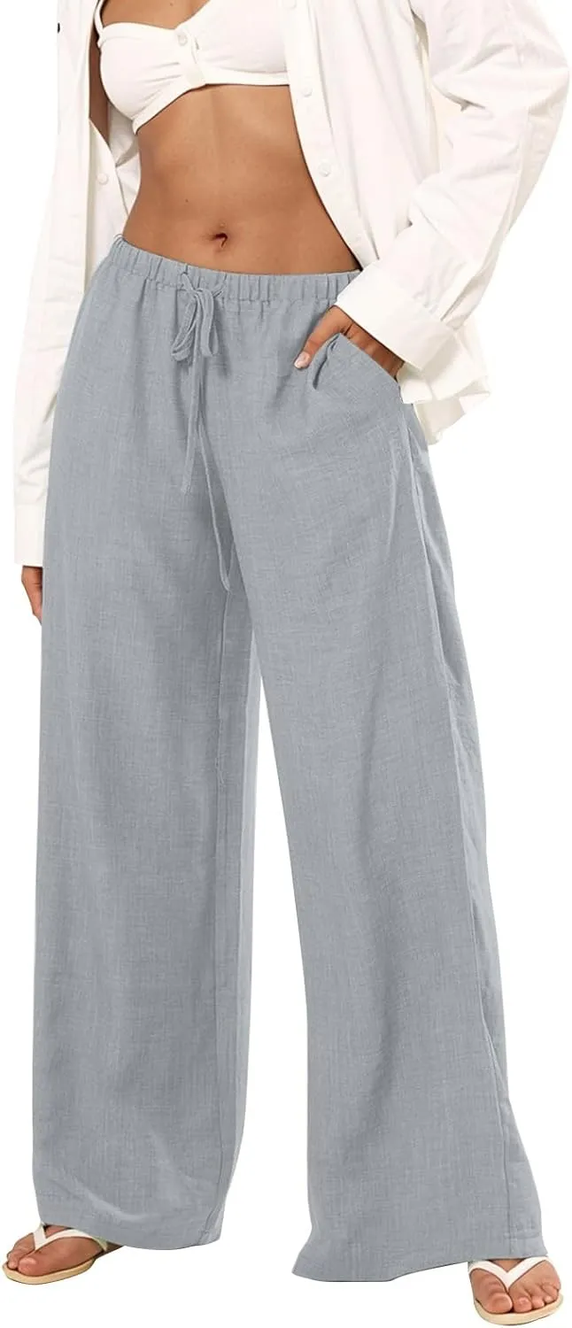 Women's Summer Casual Flowy Wide-Legged Dressy Loose Fit Fashion Pants