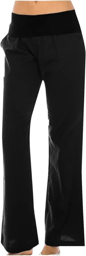Women's Summer Linen Palazzo Pants High Waisted Wide Leg Slacks Casual Long Cotton Linen Office Trousers with Pockets