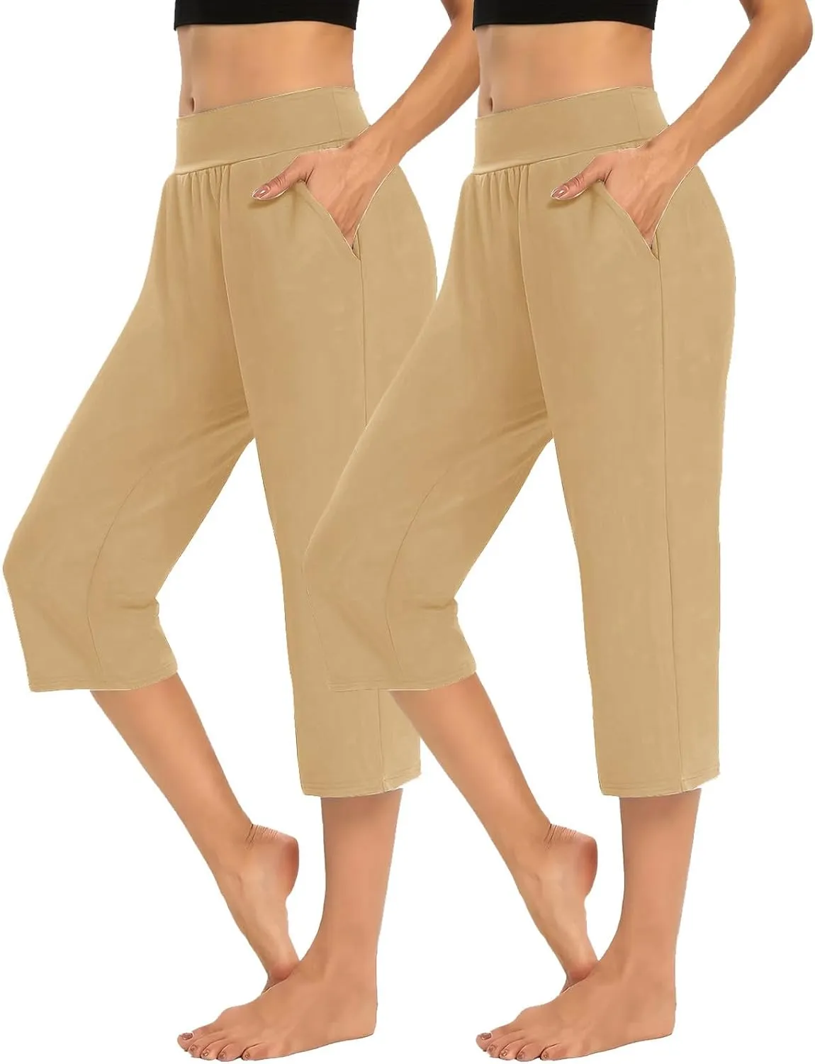 Women's Sweatpants 2 Piece High Waist Yoga Pants Tummy Control Yoga Pants Loose Fit Casual Work Pants with Pockets