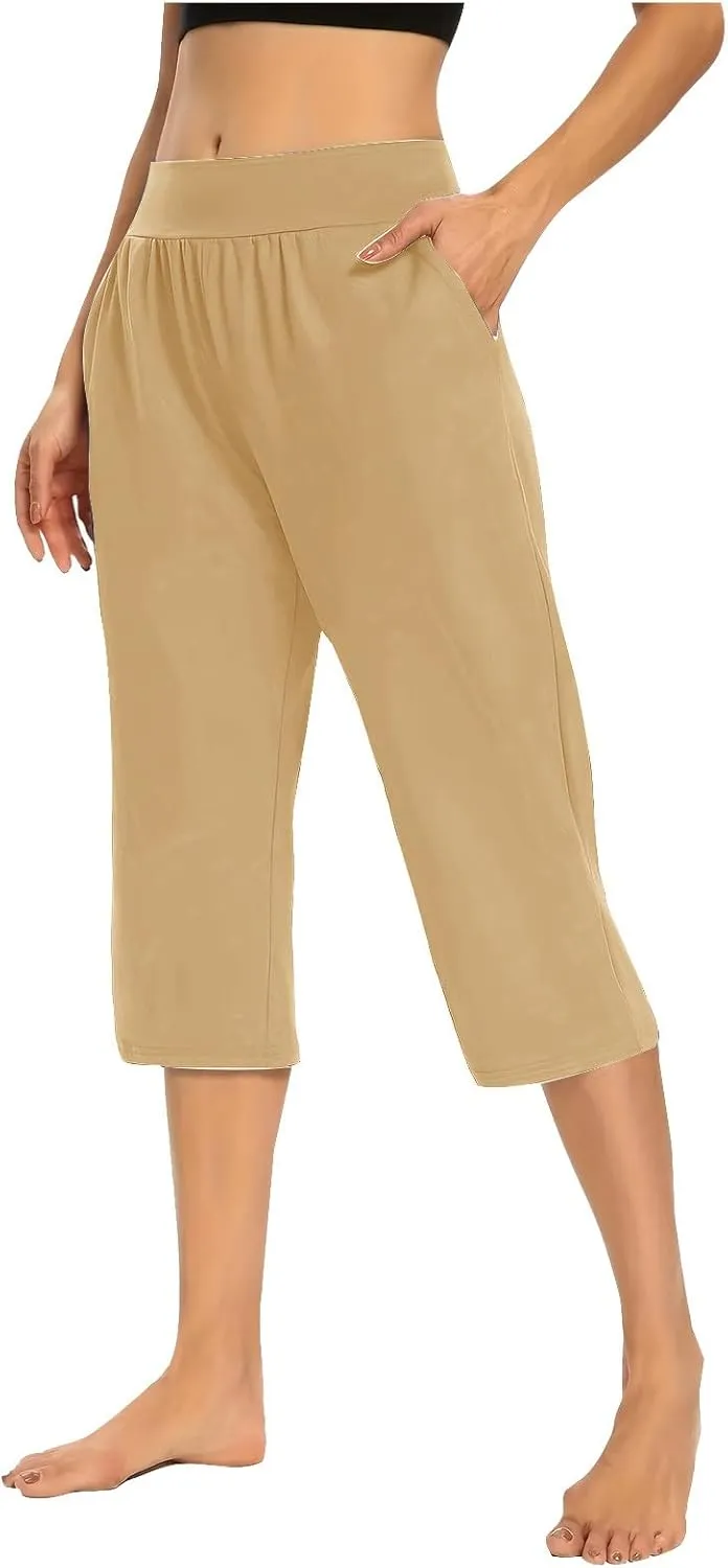 Women's Sweatpants 2 Piece High Waist Yoga Pants Tummy Control Yoga Pants Loose Fit Casual Work Pants with Pockets