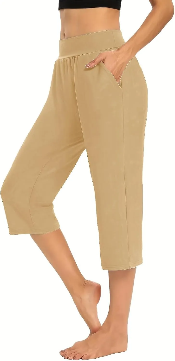 Women's Sweatpants 2 Piece High Waist Yoga Pants Tummy Control Yoga Pants Loose Fit Casual Work Pants with Pockets