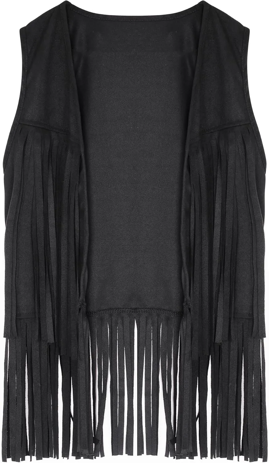 Womens Tassel Fringe Vest Sleeveless Western Cowgirl Vest 70s Costume Tops Hippie Jacket for Halloween