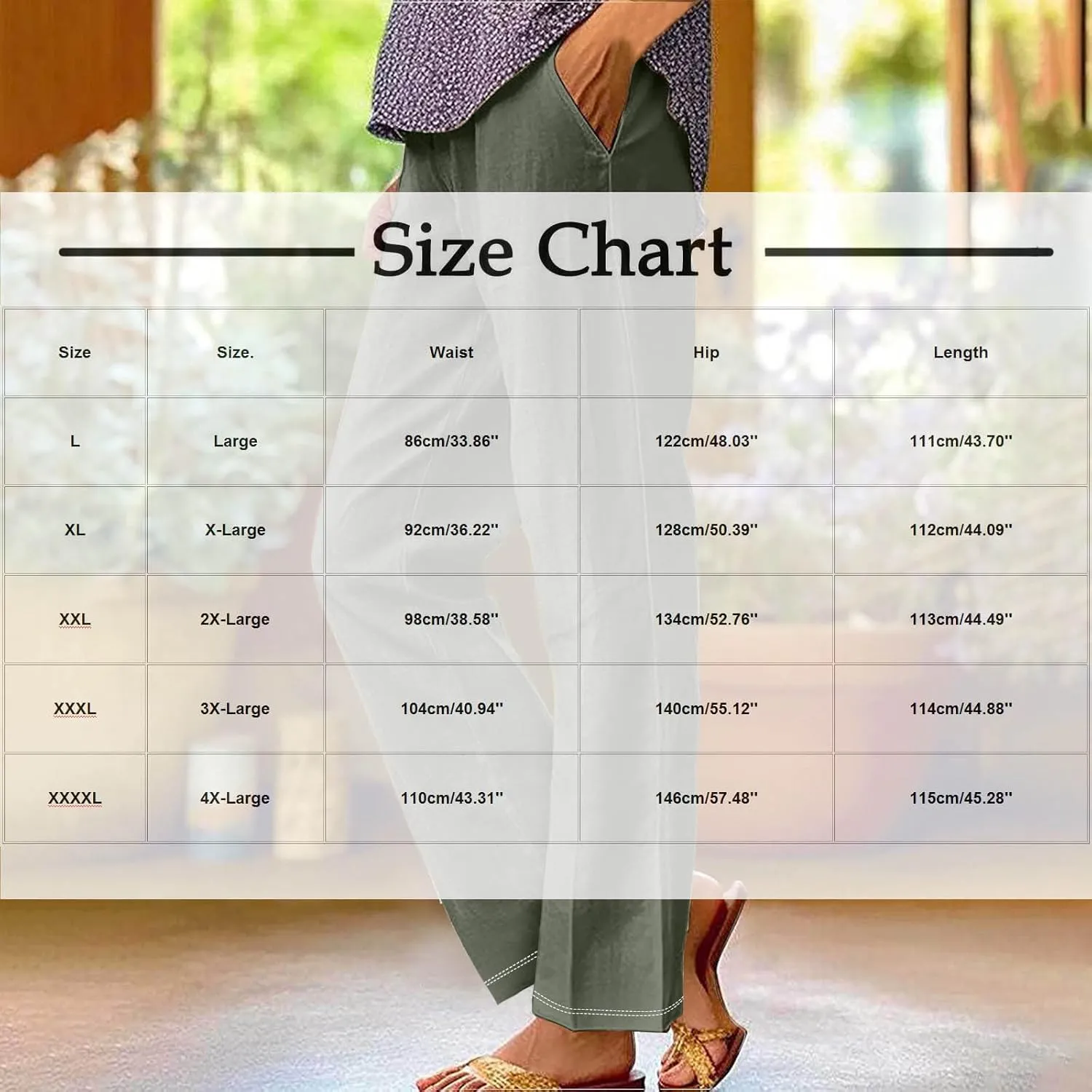 Womens Trendy Printed Linen Pants Summer High Elastic Waisted Long Pants Casual Straight Leg Trousers with Pockets