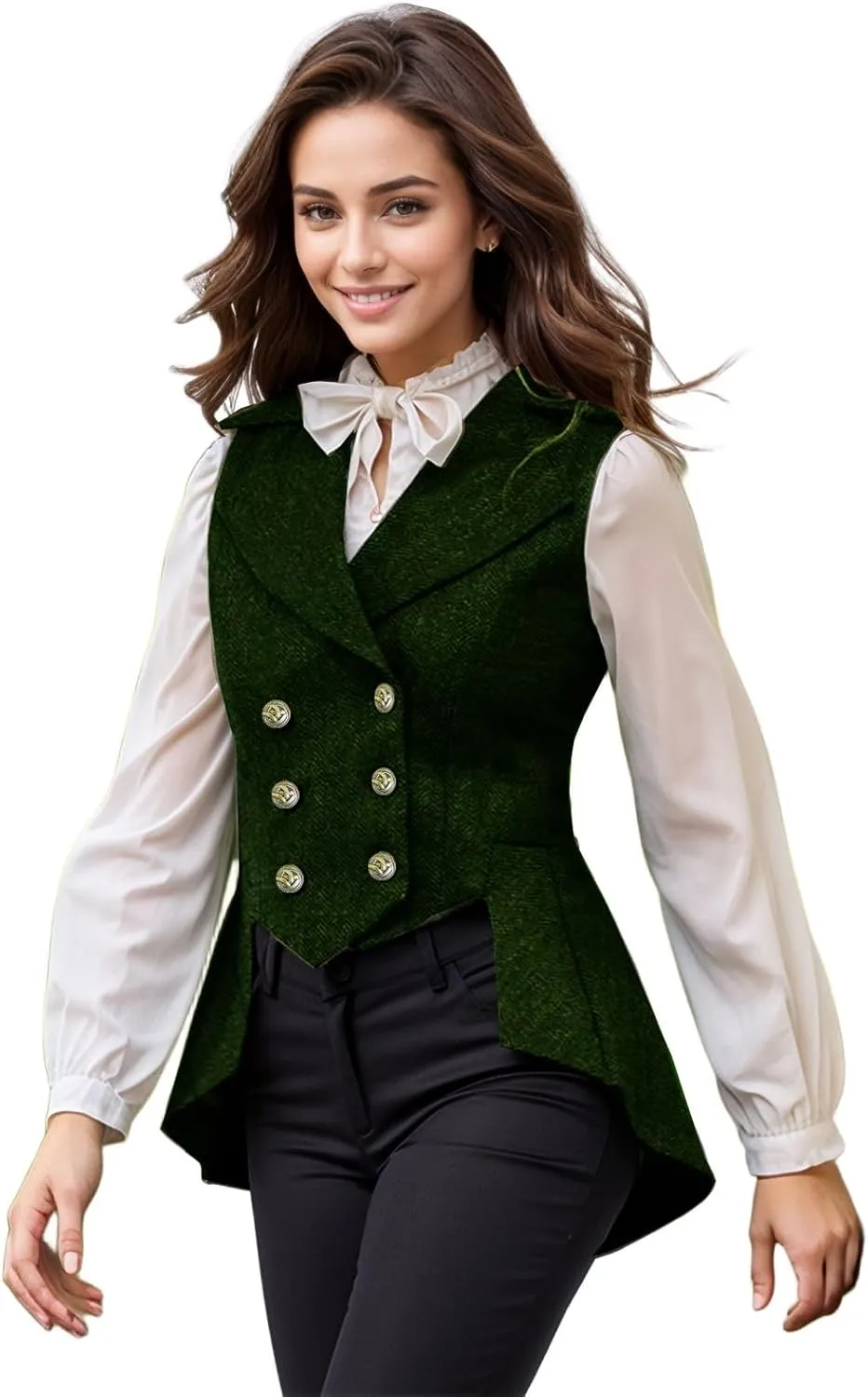 Women's Victorian Waistcoat,1920s Outfits Renaissance Tweed Tailcoat Goth Steampunk Vest Jacket Top