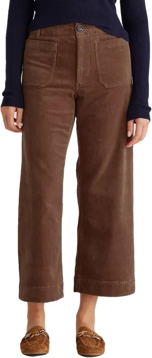 Women's Wide Leg Corduroy Pants Stretch High Waist Patch Pockets Straight Leg Jeans Pants