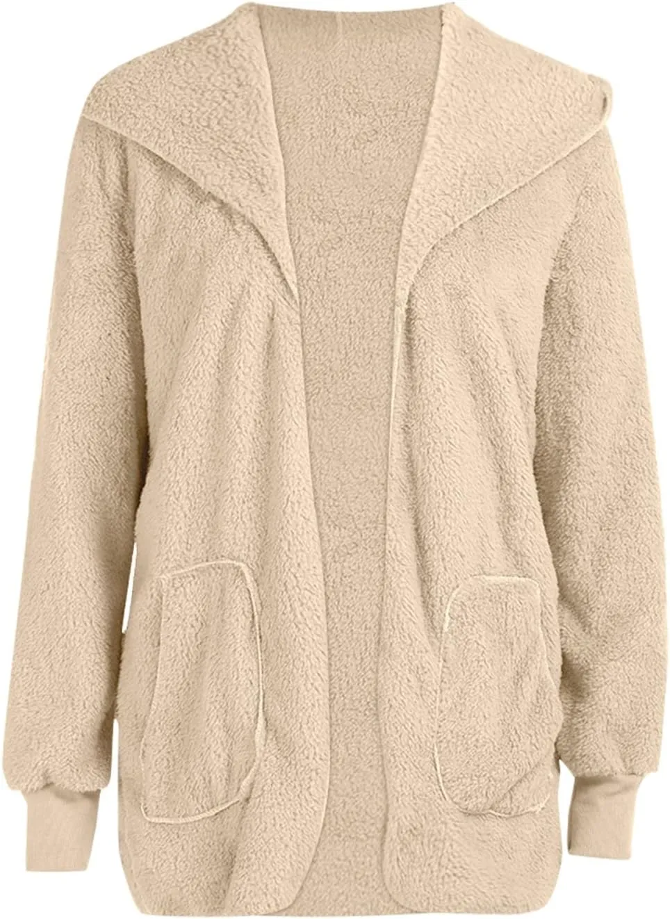 Womens Winter Coats Baggy Comfy Shaggy Sherpa Jacket Oversized Fleece Outwear Casual Open Front Cardigan fith Pockets