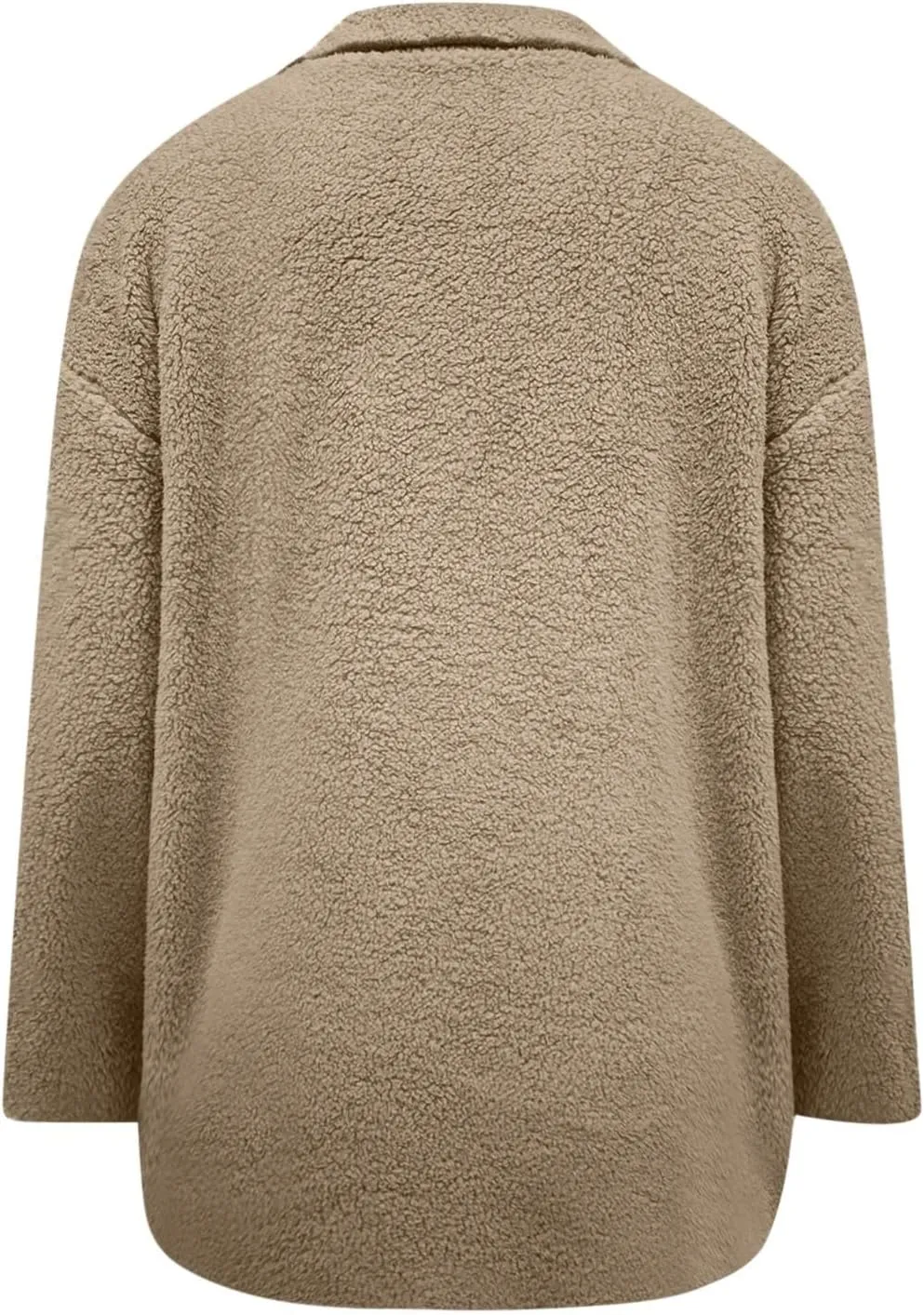 Womens Winter Coats Lapel Long Sleeve Button Fuzzy Sherpa Jacket Shaggy Faux Fur Coat Warm Fleece Jacket w/Pockets