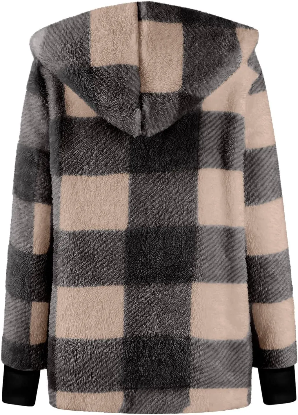 Womens Winter Coats Warm Plush Jackets Open Front Long Sleeve Cardigan Trendy Plaid Fuzzy Outerwear