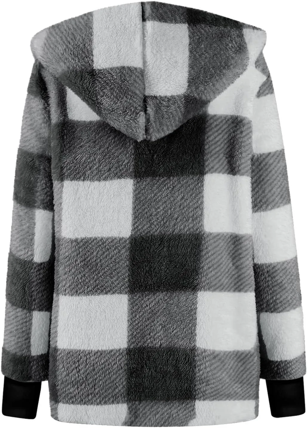 Womens Winter Coats Warm Plush Jackets Open Front Long Sleeve Cardigan Trendy Plaid Fuzzy Outerwear