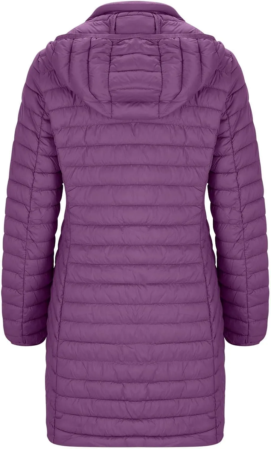Womens Winter Long Puffer Jacket Lightweight Warm Slim Fit Stretchy Quilted Down Coat with Removable Hood Outerwear