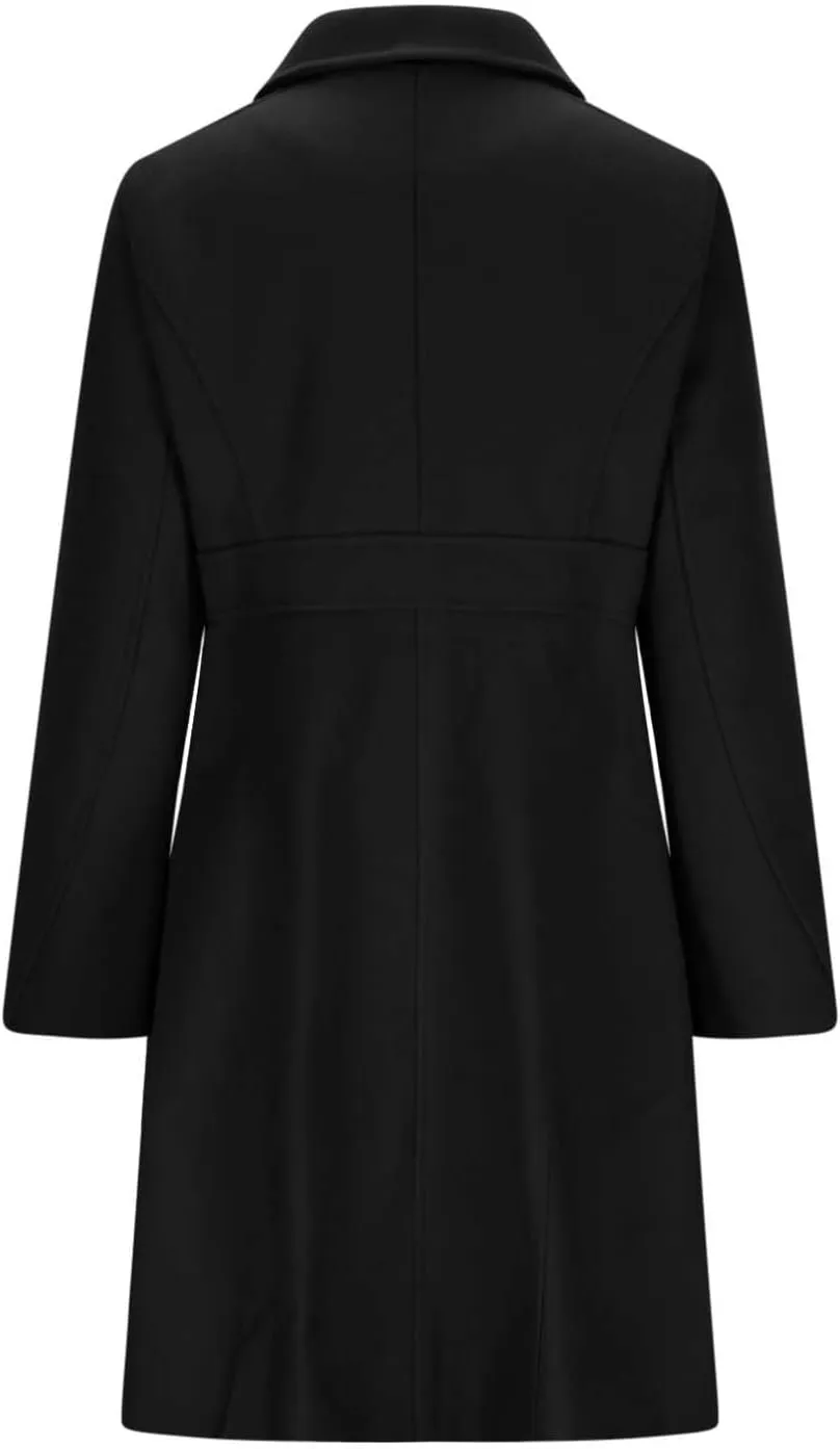 Women's Wool Blend Pea Coats Casual 2024 Lapel Collar Single Breasted Trench Coat Fall Winter Outerwear Mid Pea Coat