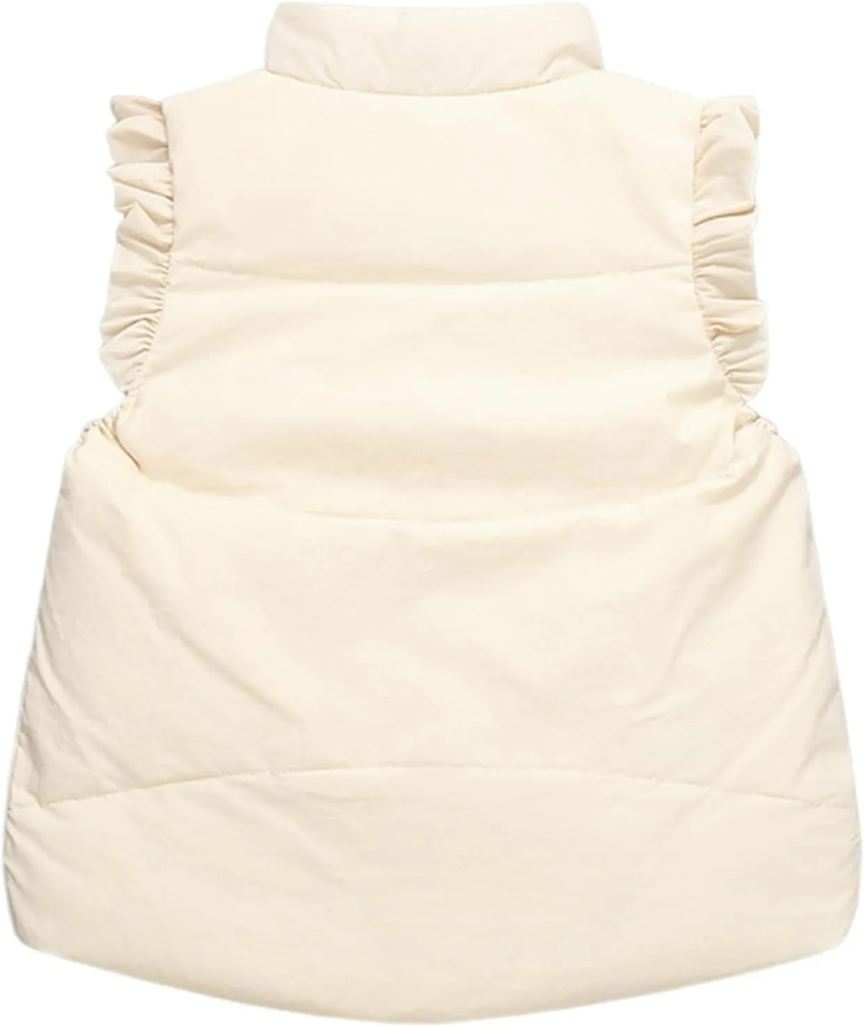 Wyeysyt Toddler Girls Ruffle Puffer Vest Button Sleeveless Padded Gilet Winter Cute Jackets Outwear 4-7 Years