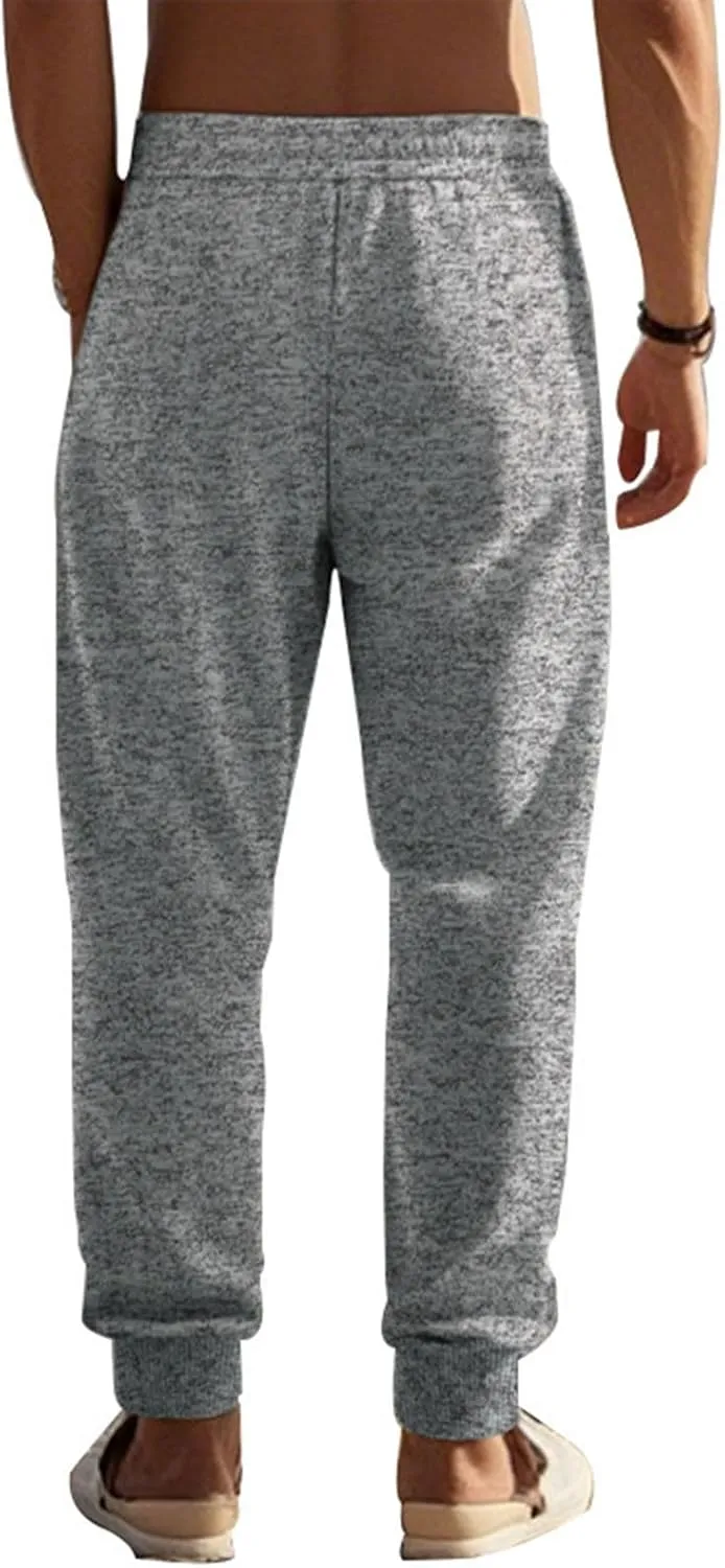 Xiaojmake Mens Marled Fleece Sweatpant Elastic Waist Drawstring Sweatpant Slim Fit Workout Training Gym Jogger Athletic Pant