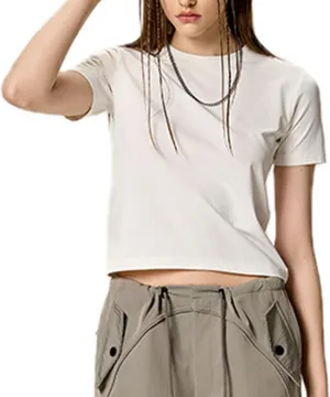 Yoolin Women's Slim Fit T-Shirt Moisture Wicking Quick Dry Round Neck Casual Summer Petite Sizing Pure Color Versatile Top