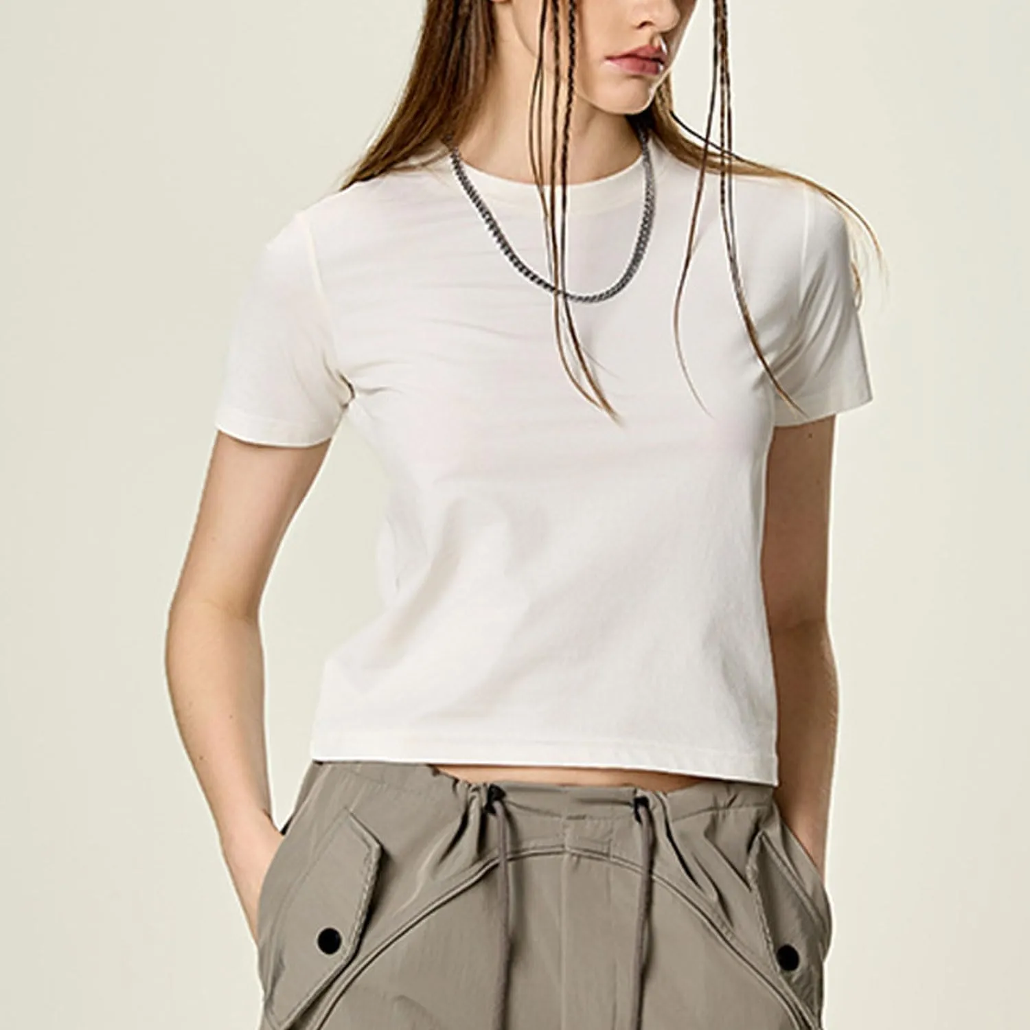 Yoolin Women's Slim Fit T-Shirt Moisture Wicking Quick Dry Round Neck Casual Summer Petite Sizing Pure Color Versatile Top
