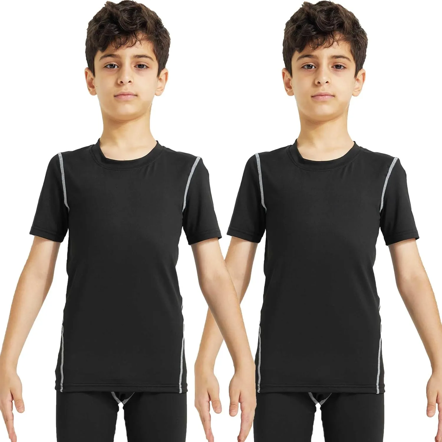 Youth Boys Compression Shirt Short Sleeve Football Undershirt for Kid Quick Dry Athletic Baseball T-Shirt Base Layer