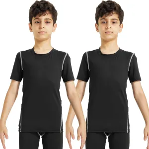 Youth Boys Compression Shirt Short Sleeve Football Undershirt for Kid Quick Dry Athletic Baseball T-Shirt Base Layer
