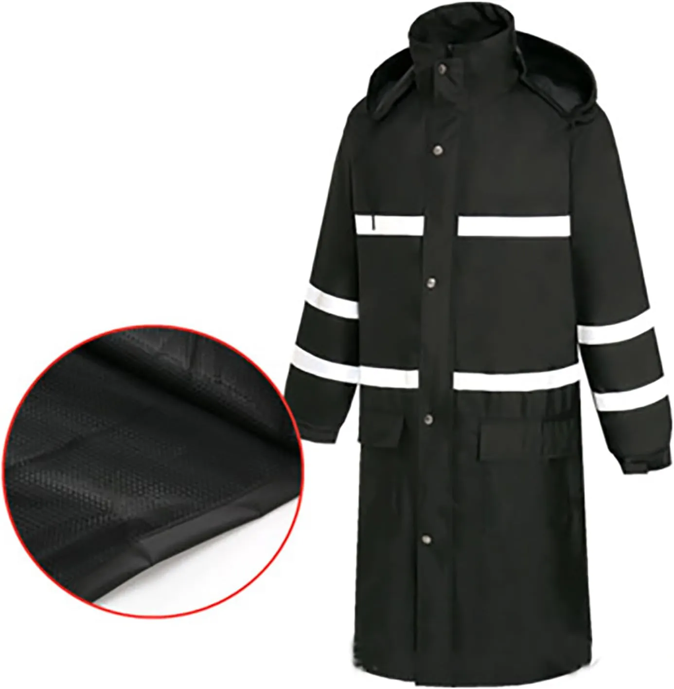 YRAETENM Womens rain jacket Long Hooded Waterproof Windproof Trench Coats Lightweight Unisex Reflective Hiking Duty Raincoats