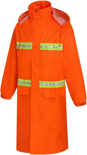 YRAETENM Womens rain jacket Long Hooded Waterproof Windproof Trench Coats Lightweight Unisex Reflective Hiking Duty Raincoats