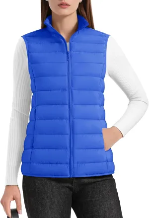YUCOLEN Women's Puffer Vest Lightweight Stand Collar Zip Puffy Vests