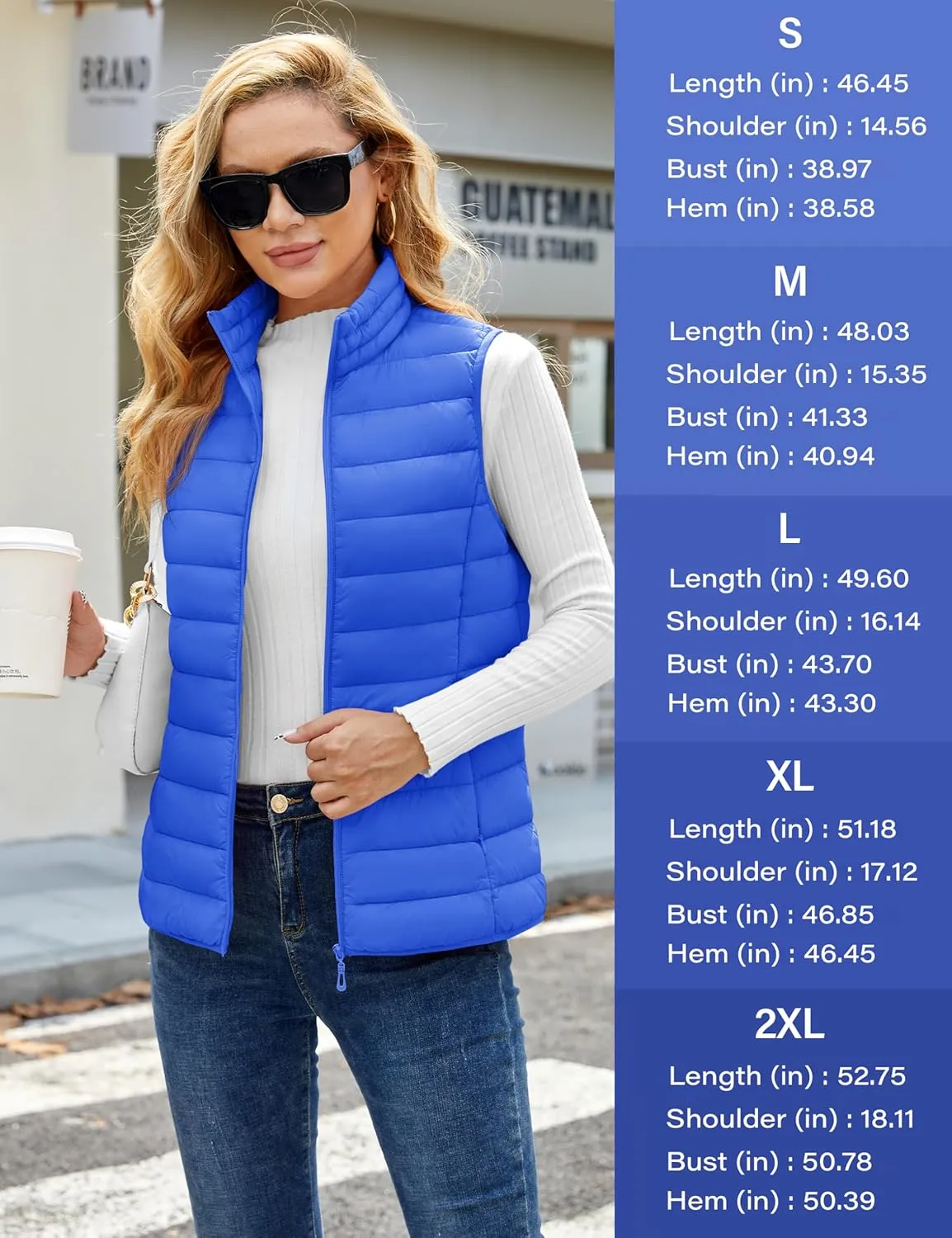 YUCOLEN Women's Puffer Vest Lightweight Stand Collar Zip Puffy Vests