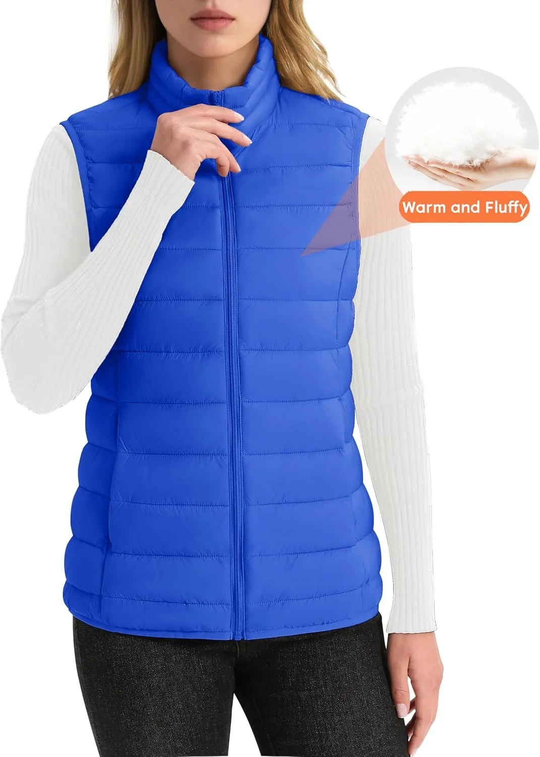 YUCOLEN Women's Puffer Vest Lightweight Stand Collar Zip Puffy Vests