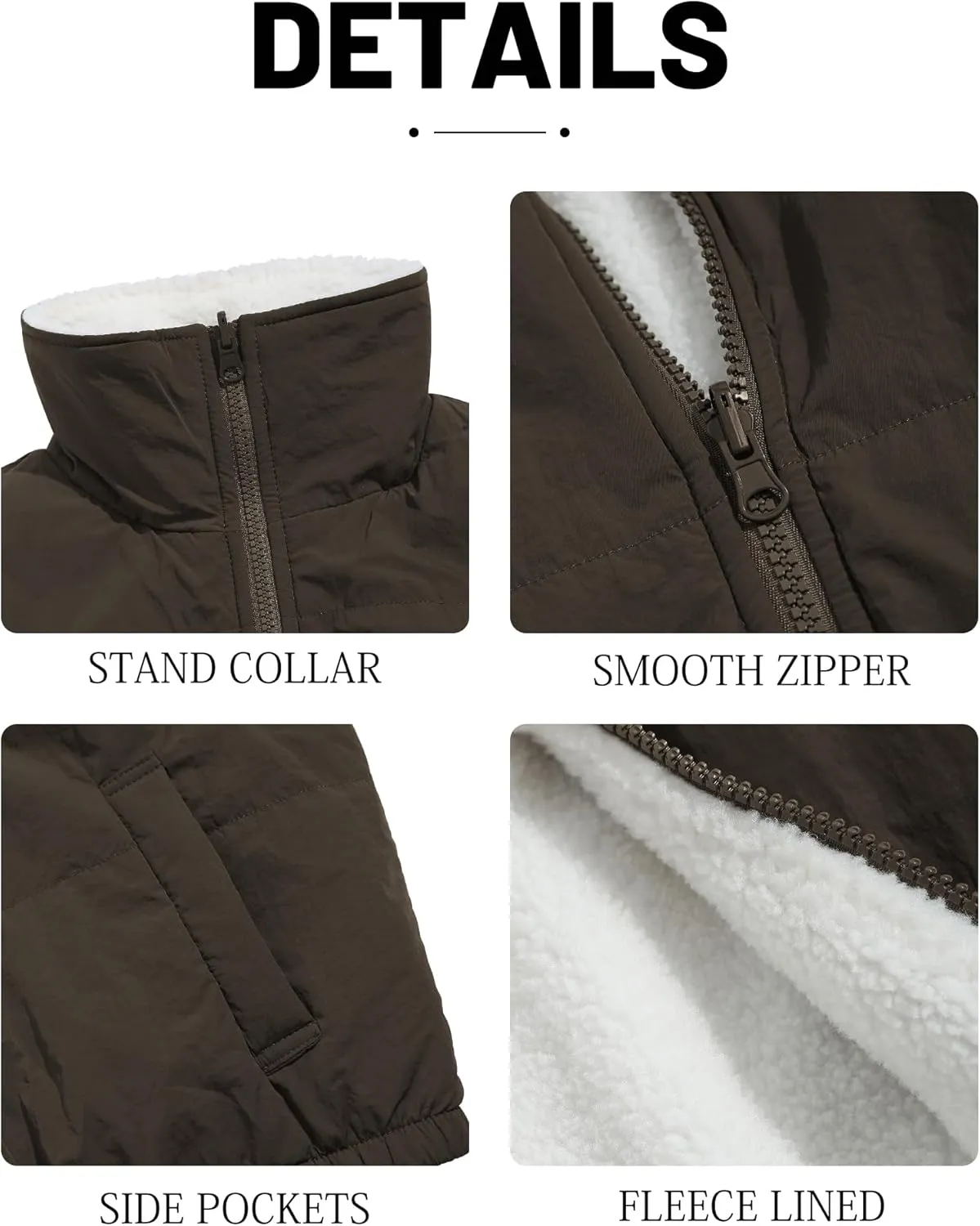 ZAFUL Women's 2024 Fleece Cropped Vest Sleeveless Zip Up Reversible Lightweight Jacket Sherpa Winter Puffer Coat Outerwear