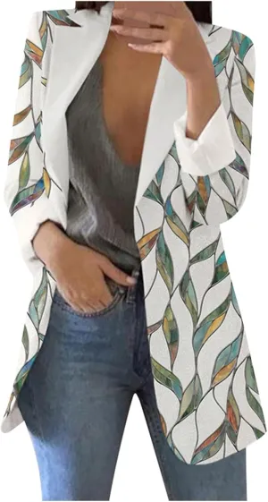 ZEFOTIM Blazers for Women Print Light Weight Trendy Trench Coats Ladies Work Professional Fashion Casual Jackets