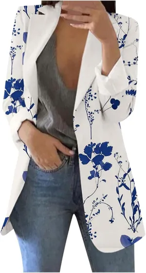 ZEFOTIM Blazers for Women Print Light Weight Trendy Trench Coats Ladies Work Professional Fashion Casual Jackets